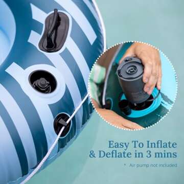 Sunrio 2024 New River Floats for Adults Heavy Duty Pool Floats Premium River Tube with Mesh Bottom Lake Floats for Adults Pool Floats River Tube for Occupations & Recreation Pool Lounger（Blue）