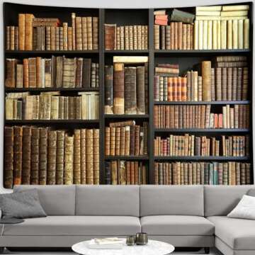 Vintage Bookshelf Tapestry Wall Hanging Retro Library Hippie Wall Tapestries For Bedroom Living Room College Dorm Aesthetic Decor 60 X 40 Inches