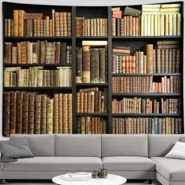 Vintage Bookshelf Tapestry Wall Hanging Retro Library Hippie Wall Tapestries For Bedroom Living Room College Dorm Aesthetic Decor 60 X 40 Inches
