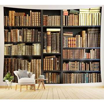 Vintage Bookshelf Tapestry Wall Hanging Retro Library Hippie Wall Tapestries For Bedroom Living Room College Dorm Aesthetic Decor 60 X 40 Inches