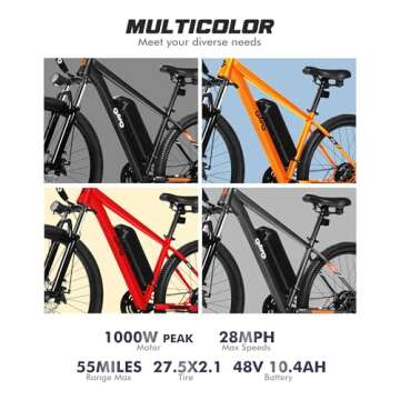 Qlife Racer Electric Bike for Adults - 21-Speed Mountain Ebike with Peak 1000W 28MPH Brushless Motor...