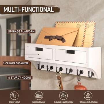 Rebee Vision Key Holder Wall Mount with Organizer