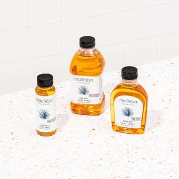 MADHAVA Organic Light Agave, 100% Pure Blue Nectar | Sugar Alternative | Vegan | Non GMO | Natural Liquid Sweetener, 46 Oz. (Pack of 2)