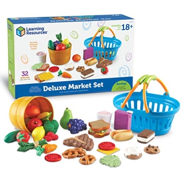 Learning Resources New Sprouts Deluxe Market Set - 32 Pieces for Toddler Pretend Play
