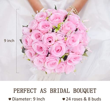 Febou 9-Inch Wedding Bouquet - Elegant Artificial Roses