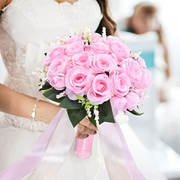 Febou 9-Inch Wedding Bouquet - Elegant Artificial Roses