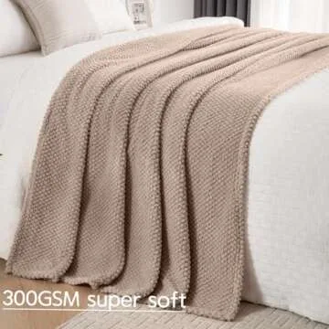 Light Brown 300GSM XL Throw Super Soft Blanket for Couch Sofa Bed Cozy Blankets for Women Girls Cute Fleece Fluffy Blanket for Fall Aesthetic Home Decor,50x70