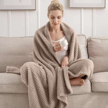 Light Brown 300GSM XL Throw Super Soft Blanket for Couch Sofa Bed Cozy Blankets for Women Girls Cute Fleece Fluffy Blanket for Fall Aesthetic Home Decor,50x70