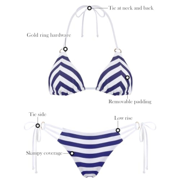 Stylish RELLECIGA Womens Triangle Bikini Set in Navy Blue