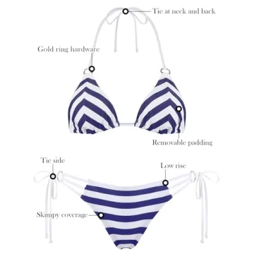 Stylish RELLECIGA Womens Triangle Bikini Set in Navy Blue