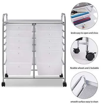 Giantex 12 Drawer Rolling Storage Cart for Crafts Office