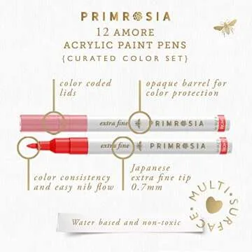 Explore Creativity with Primrosia 12 Amore Acrylic Paint Pens for Artists