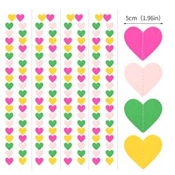 Hawaii Pool Party-Decorations Love-Heart Garland - 52Ft Tropical Jungle Birthday Bachelorette Hanging Decoration Streamers Banner, Summer Beach Baby Shower Supplies Backdrop Decor Panduola