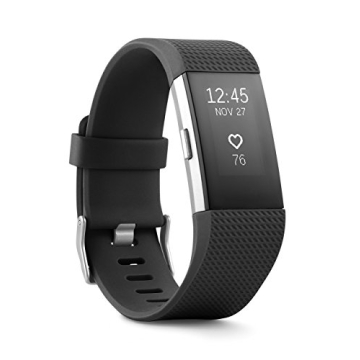 Fitbit Charge 2 Heart Rate + Fitness Wristband Watch, Black,(US Version), Large (6.7 - 8.1 Inch) (Renewed)