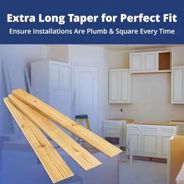 Pro Project’s Extra Long 15in Tapered Spruce and Fir Wood Shims, 13 Pk. Weather Resistant Home Improvement Tool for Installing Doors, Windows or Cabinets, Leveling Floors and DIY Remodeling Projects