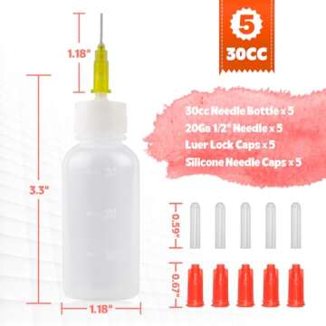 FJNATINH 30cc Needle Tip Glue Squeeze Bottle, Precision Tips Applicator Bottles, 5 Pack