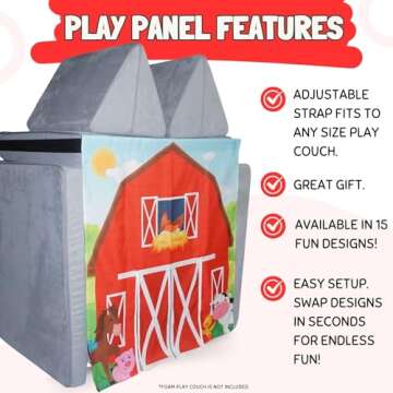 Couch Swag Play Panel for Children's Foam Sofa - Barn Design