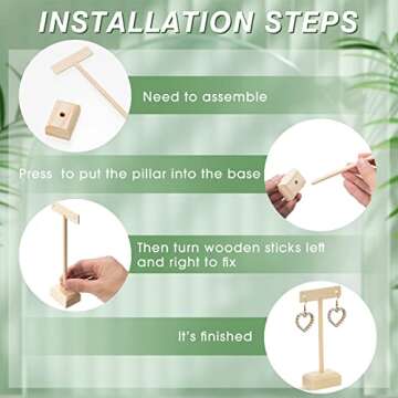 Marsui Earring Display Stands for Selling Set Wood T Bar Earrings Display Stand Holder for Jewelry Necklaces Bracelet Earrings Showroom Trade Display(Wood, 12 Pcs)