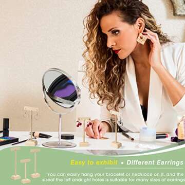 Marsui Earring Display Stands for Selling Set Wood T Bar Earrings Display Stand Holder for Jewelry Necklaces Bracelet Earrings Showroom Trade Display(Wood, 12 Pcs)