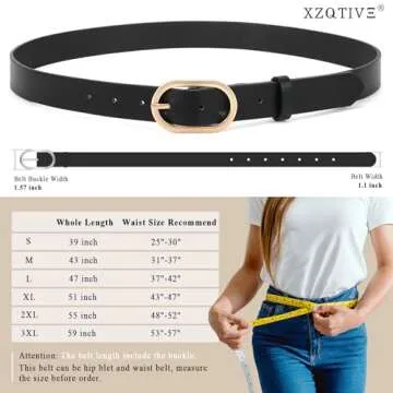 XZQTIVE 3 Pack Plus Size Women's Leather Belts for Jeans Pants Dress Fashion Gold Buckle Ladies Waist Belt,Black Brown Beige