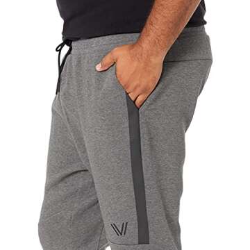 Amazon Brand - Peak Velocity Men's Metro Fleece 'Build Your Own' Jogger Sweatpants (S-3XL, Loose, Athletic, Fitted), medium grey heather/black, Small