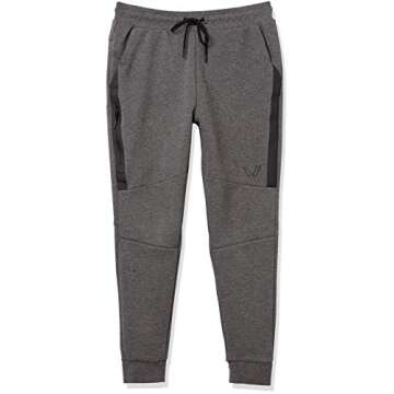 Amazon Brand - Peak Velocity Men's Metro Fleece 'Build Your Own' Jogger Sweatpants (S-3XL, Loose, Athletic, Fitted), medium grey heather/black, Small