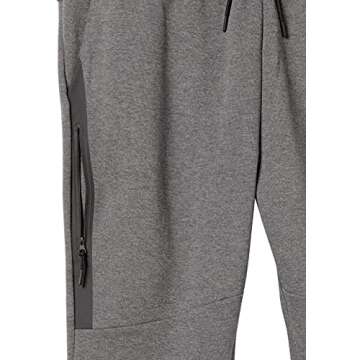 Amazon Brand - Peak Velocity Men's Metro Fleece 'Build Your Own' Jogger Sweatpants (S-3XL, Loose, Athletic, Fitted), medium grey heather/black, Small