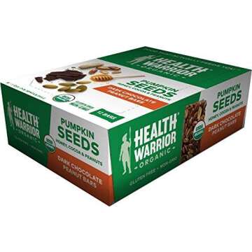 Health Warrior Pumpkin Seed Bars, Dark Chocolate Peanut, 12 Bars