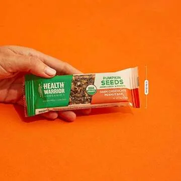 Health Warrior Pumpkin Seed Bars, Dark Chocolate Peanut, 12 Bars
