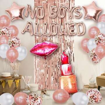 Girls Night Decorations for Adults – No Boys Allowed Balloons – Pajama Party Supplies