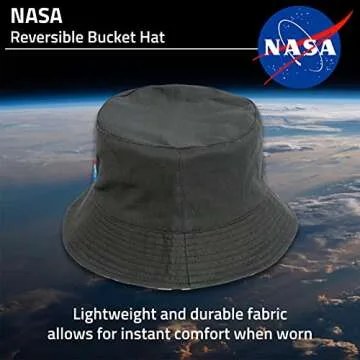 Concept One Womens NASA Logo Hat, Packable Travel Wide Brim Summer Bucket Hat, Navy and White, One Size US