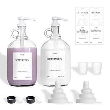 2 Pcs Glass Laundry Detergent Dispenser, Half Gallon Liquid Laundry Soap Dispenser for Laundry Room ...