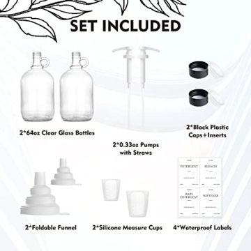 Stylish Glass Laundry Detergent Dispenser Kit for Home Organization