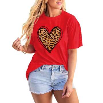 Valentines Shirts for Women Cute Love Heart Shirts Tee Tops Short Sleeve Tshirt Valentines Gifts for...