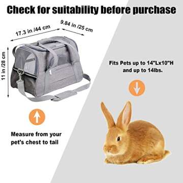 kathson Rabbit Travel Carrier Bag Airline Approved Pet Pocket Breathable Mesh Window Portable Hand B...