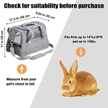 kathson Rabbit Travel Carrier Bag Airline Approved Pet Pocket Breathable Mesh Window Portable Hand B...
