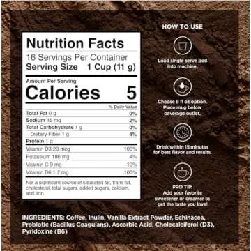 VitaCup Immunity Coffee Pods, Wellness Boost with Antioxidants, Echinacea, Probiotics, Vitamin C & D3, Medium Dark Roast, Recyclable Single Serve Pod Compatible with Keurig K-Cup Brewers,16 Ct