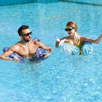 Pool Floats - 2 Pack Pool Floats Adult Size, 4-in-1 Pool Floaties Hammock, Inflatable Pool Floats, Non-Stick PVC Material Pool Floats Adult - Blue