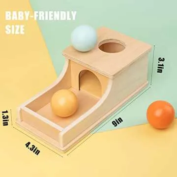 Busy edition Montessori Toys Object Permanence Box Soft Sound Wooden Color Baby Ball Drop Play for 6...