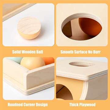 Busy edition Montessori Toys Object Permanence Box Soft Sound Wooden Color Baby Ball Drop Play for 6 Month 1 2 3 Year Old Toddlers Infant Early Age Toy