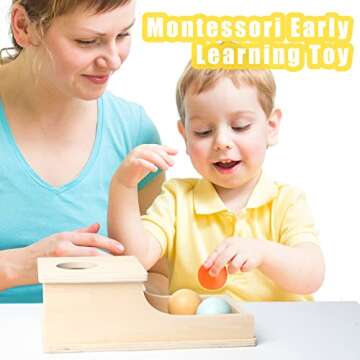 Busy edition Montessori Toys Object Permanence Box Soft Sound Wooden Color Baby Ball Drop Play for 6 Month 1 2 3 Year Old Toddlers Infant Early Age Toy