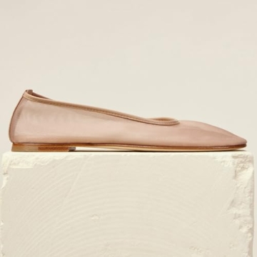 VOLEECE Tulle Mesh Ballet Flats Shoes for Women Slip On Ballerina Shoes Round Toe Comfortable Casual Work Dress Shoes