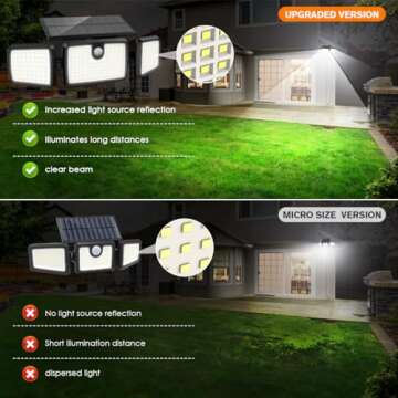 Solar Lights Outdoor, Quick Charge Solar Motion Deck Lights Outdoor for Deck with 232LEDs High Brightness, Larger Built-in Tempered Glass Solar Panel, Sensitive PIR Motion Inductor (Remote,2 Pack)