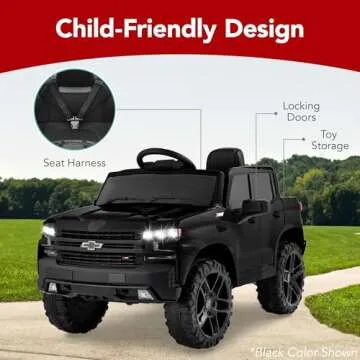 Best Choice Products 12V Licensed Chevrolet Silverado Ride On Truck, Electric Car Toy w/Parent Remote Control, Truck Bed Storage, Bluetooth Speaker, LED Lights, 2.5 MPH Max Speed - Blue