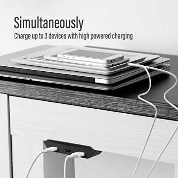 USB Multi Port Desktop Power Station QC3.0 Powered USB Hub Fast Charging 3 Port Desk Mounted Multi C...