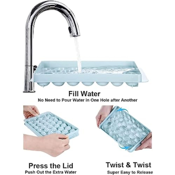 Round Ice Cube Tray - 66 Spherical Ice Cubes for Drinks