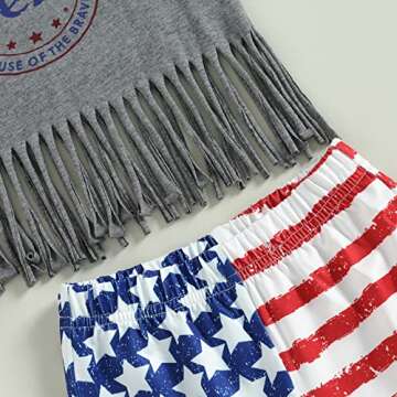 Tikwwyo Toddler Girl 4th of July Outfit Letter Sleeveless T-Shirt Tops Star and Stripes Bell-Bottom Pants Summer Clothes Set (Dark Gray, 2-3 Years)