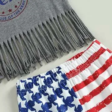 Tikwwyo Toddler Girl 4th of July Outfit Letter Sleeveless T-Shirt Tops Star and Stripes Bell-Bottom Pants Summer Clothes Set (Dark Gray, 2-3 Years)