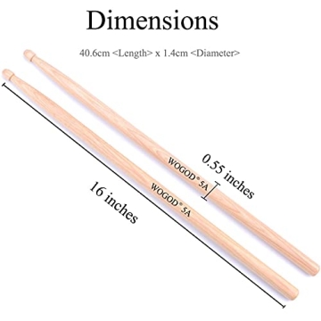 WOGOD 5A Maple Drumsticks - Two Pairs Included