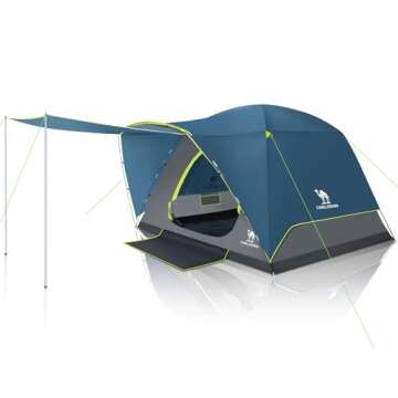 CAMEL CROWN Tents for Camping, 3/4/5/6 Person Waterproof Tent Skydome Camping Tent Easy Setup Backpa...